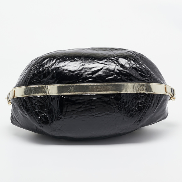 VERSACE Black/Gold Patent Leather Medussa Flap Hobo - Picture 6 of 8